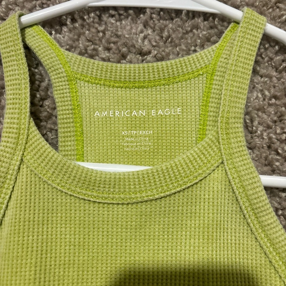 American Eagle Light Green Ribbed Crop Top